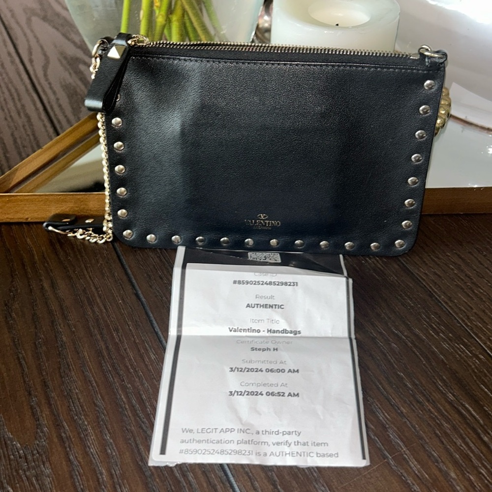 Valentino Garavani- Authentic 🍀 Black Leather Mini Bag with Silver Studs